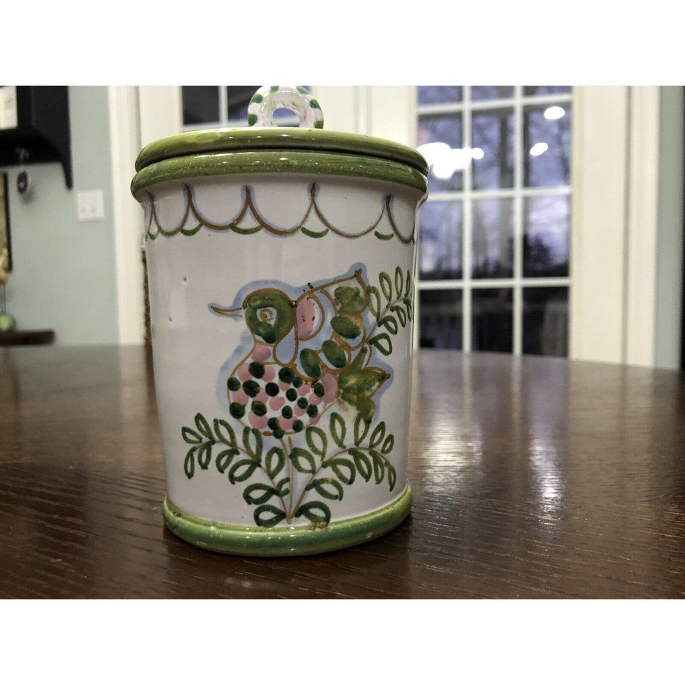 Italian Ceramic Jar & Lid Italy Peace Bird Hand Painted And Numbered